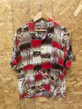 Vintage 90s red beige abstract pattern short sleeve ugly eccentric shirt size large